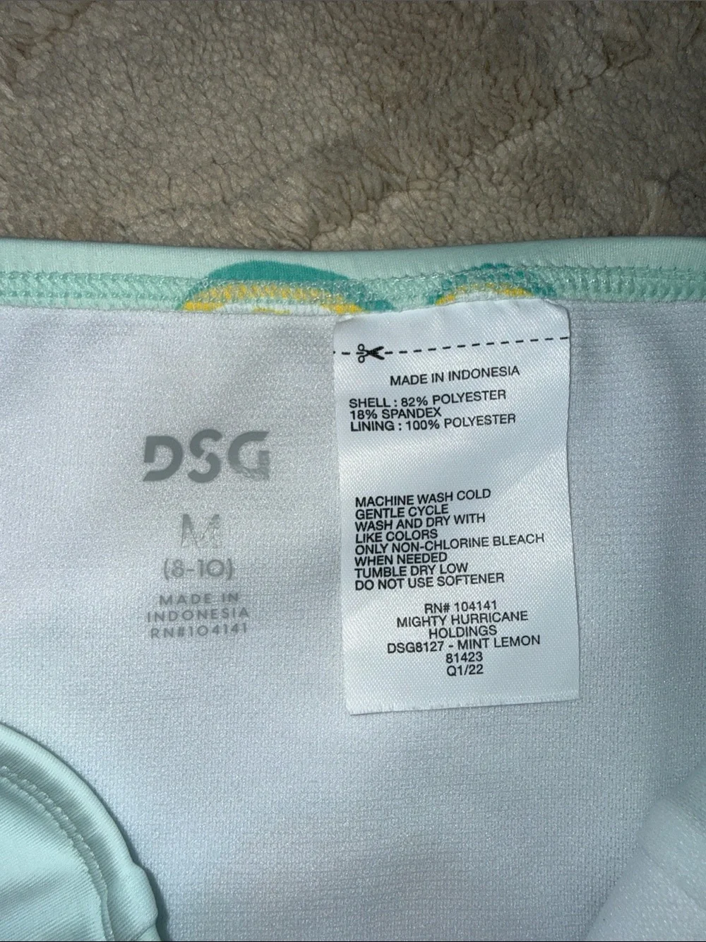 DSG High-Waist Lemon Print Bikini Bottoms - Mint, Yellow & Green